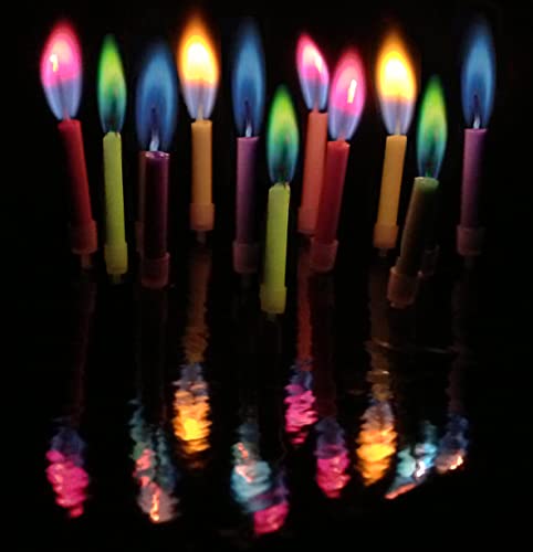 Amazing Colorflame Multicolor Happy Birthday Candles And Holders (12 Count),Unscented