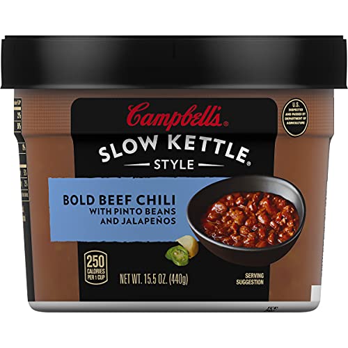 Campbell's Slow Kettle Style Bold Beef Chili with Pinto Beans and Jalapeños, 15.5 oz. Tub