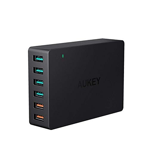 Quick Charge 3.0 AUKEY 60W USB Charger with 6-Port USB Charging Station for Samsung Galaxy Note8, iPhone X / 8 / Plus, iPad Pro / Air 2 and More