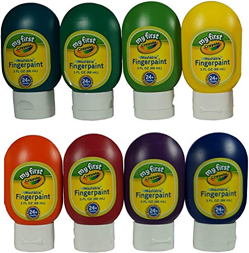 Book Cover Crayola Washable Finger Paints, 8-Count ( 3 Ounce no-drip Tubes ), Red, Blue, Yellow, Green, Orange, Purple, Lime Green and Teal