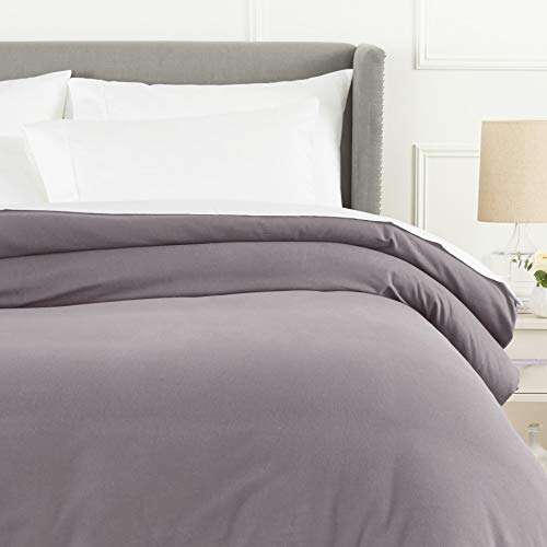 Amazon Brand â€“ Pinzon Flannel Duvet Cover - King, Graphite