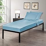 Gilbins Cot Size 30" x 75"x8 Sheet Set 4 Piece Fitted Flat 2 Pillowcases, Made of Cotton, Perfect for Camp Bunk Beds/RVs/Guest Beds Blue