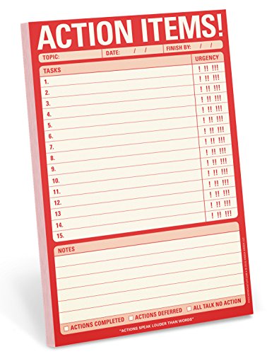 Knock Knock Action Items! Pad, To Do List Note Pad, 6 x 9-inches