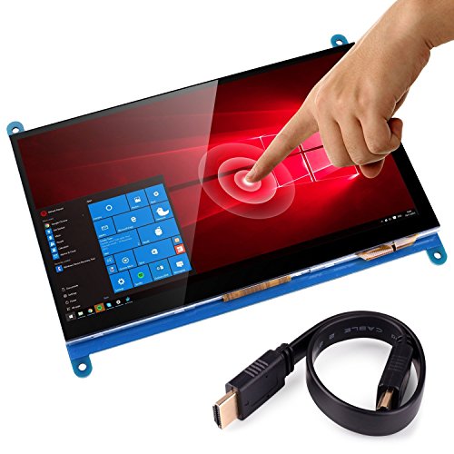 kuman 7 Inch Capacitive Touch Screen TFT LCD Display HDMI Module 1024x600 for Raspberry Pi 3 2 Model B and RPi 1 B+ A BB Black PC Various Systems SC7B