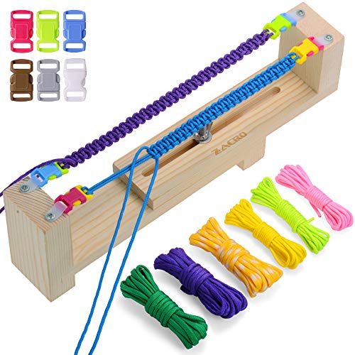 Zacro Jig Bracelet Maker with Parachute Cord, Wristband Maker - Pack of 6 Parachute Cords and Pack of 6 Buckles - Paracord Braiding Weaving DIY Craft Tool Kit - Heavy Duty Buckles