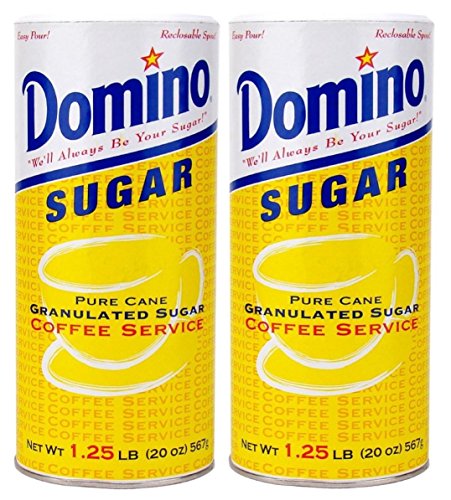Domino Pure Cane Granulated Sugar. 20-Ounce Easy Pour Reclosable Top Canister (Pack of 2)