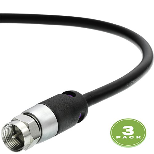 Mediabridge Coaxial Cable (3 Feet) with F-Male Connectors - Dual Shield - FLEX Series - Black - 3 Pack ( CJ03-MBF-N1X3 )