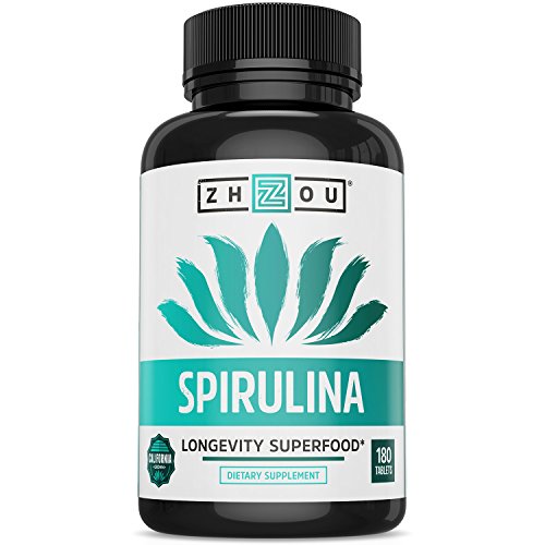 Non-GMO Spirulina Tablets, Highest Quality Spirulina on Earth, Sustainably Grown in California Without Pesticides, 100% Vegetarian & Non-Irradiated, 500mg in Each Small Tablet, 180 Count