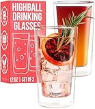 EparÃ© Highball Glasses - 10 oz Cocktail Glass Tumbler Set - Insulated Drinking Glassware - Iced Tea Juice Beer Drinkware