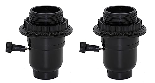 Creative Hobbies Phenolic 3-Way Turn Knob, Medium Base Light Socket, Full Uno Thread & Ring, 1/8 IP Thread Cap | 2 Pack