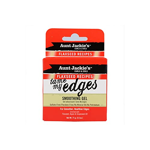 Aunt Jackie's Flaxseed Recipes Tame My Edge Smoothing Hair Gel for Smoother, Healthier Edges, Enriched with Flexseed, Argan and Grapeseed Oil, 2.5 oz