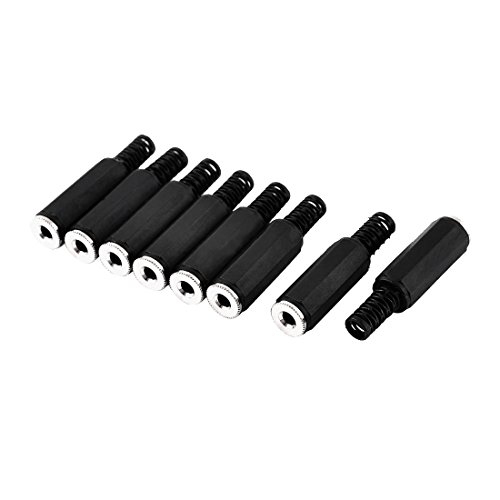 uxcell 8pcs Plastic Head 3.5mm Audio Stereo Female Jack Adapter Coaxial Connector Convertor