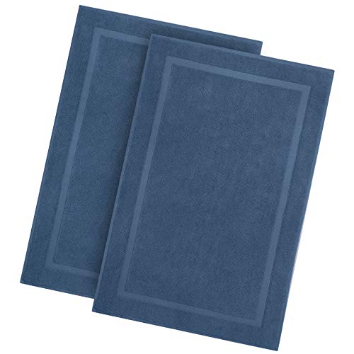 Book Cover Cotton Craft -2 Pack Bath Mat (Not A Bathroom Rug)- Azure Blue - 100% Ringspun Cotton - Oversized 21x34 - Heavy Weight 1000 Grams - 2 Ply Construction - Highly Absorbent- Easy Care Machine Wash