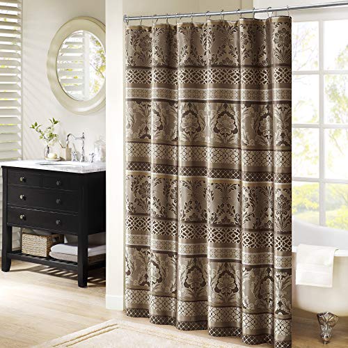 Book Cover Bellagio Taupe Shower Curtain , Transitional Shower Curtains for Bathroom , 72 X 72 , Beige