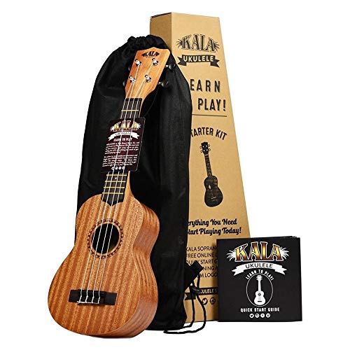 Book Cover Official Kala Learn to Play Ukulele Soprano Starter Kit, Satin Mahogany â€“ Includes online lessons, tuner app, and booklet (KALA-LTP-S)