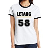 C-DIY Women's Two-toned Tees Funny Kris #58 Hockey Letang M Black
