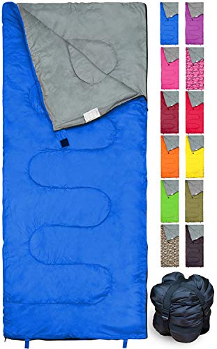 Book Cover Lightweight Blue Sleeping Bag by RevalCamp. Indoor & Outdoor use. Great for Kids, Youth & Adults. Ultralight and Compact Bags are Perfect for Hiking, Backpacking, Camping & Travel.