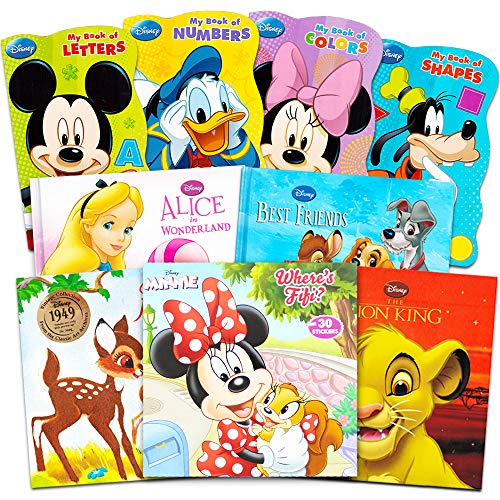 Disney Mickey Minnie Mouse Board Books Set for Kids Toddlers -- Bundle of 9 Disney Books Featuring Mickey Mouse, Minnie Mouse, Goofy, Donald Duck, and More