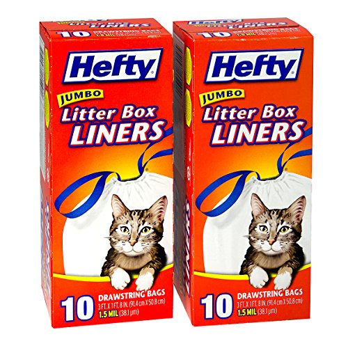 Book Cover 20ct Hefty Jumbo Litter Box Liners with Drawstrings Bags Cats Thick XL Large