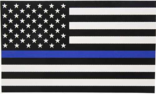 Thin Blue Line Flag Decal - 3x5 in. Black White and Blue American Flag Sticker for Cars and Trucks - in Support of Police and Law Enforcement Officers (1)