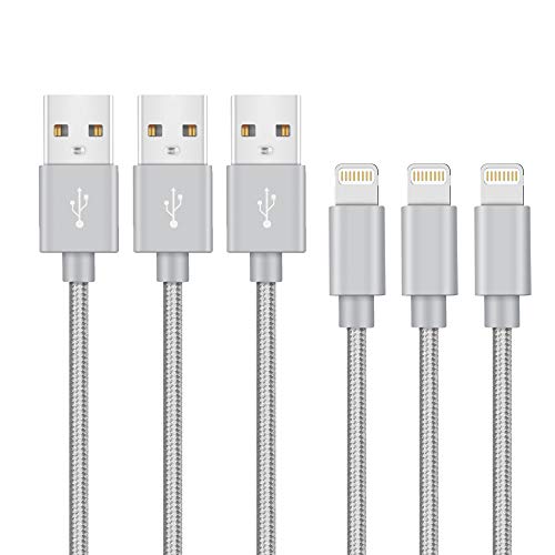 MarchPower iPhone Charger Lightning Cable to USB Cord Certified 3 Pack 3ft Charging Cord iPhone 12 se 11 pro X 8 XR XS MAX 7 Plus 6 6S 6 Plus 5S SE iPod iPad Mini Air Pro and More (Gray)