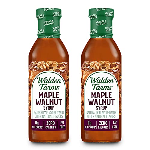 Walden Farms Maple Walnut Syrup 12 oz (Pack of 2) Sweet Syrup - Near Zero Fat, Sugar and Calorie - For Pancakes, Waffles, French Toast, Coffee, Tea, Desserts, Snacks, Appetizers and Many More