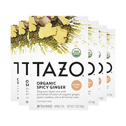 TAZO Organic Spicy Ginger Herbal Tea, Caffeine Free Calming Tea, 20 Tea Bags (Pack of 6)