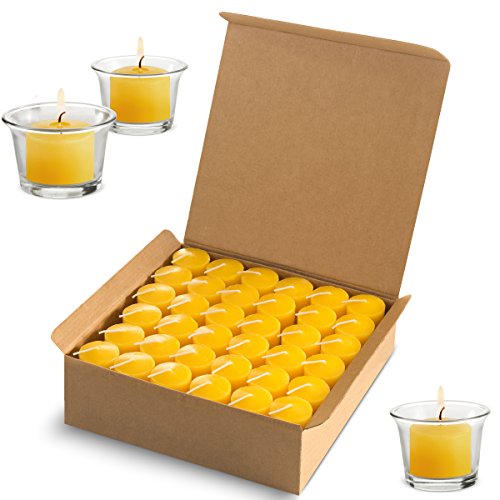 Votive Citronella Candles Summer Scented Indoor Outdoor Use - Authentic Citronella Oil - 10 Hour Burn time - Yellow, Set of 72 (Glass Holders Not Included)