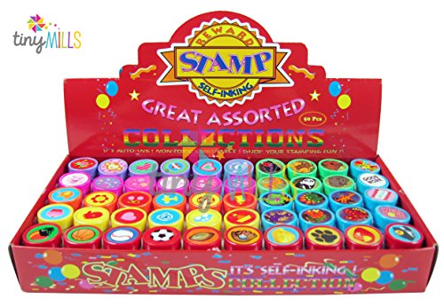 Tiny Mills 50 Pcs Assorted Stampers for Kids - Birthday Party Favors