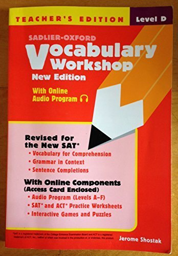 Vocabulary Workshop, Level D, Teacher's Edition by Jerome Shostak (2005-05-03)