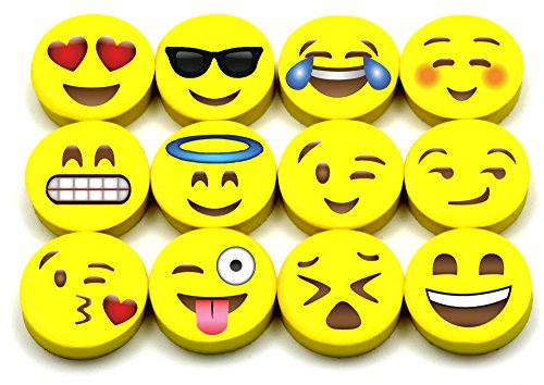 Emoji Pencil Erasers 120-Pack, Cute, Fun & Vibrant, Erase Very Well, For Children, Kids & Teens - Great as Party Favors, Prizes, Incentives or School Supplies, Child Safe, BPA & Latex Free