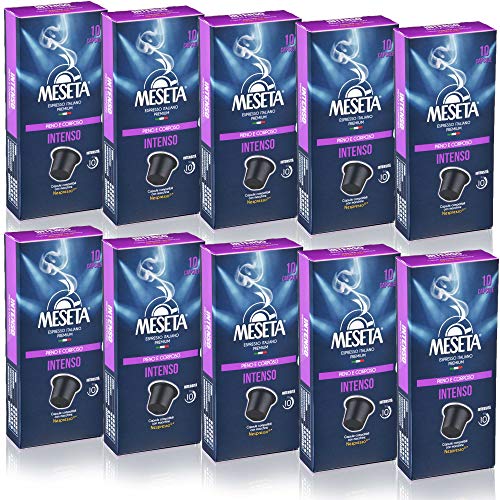 100 Nespresso Compatible Meseta Intenso Coffee Capsules . 100 Capsules of Gourmet Coffee Espresso Compatible with Nespresso Machine.