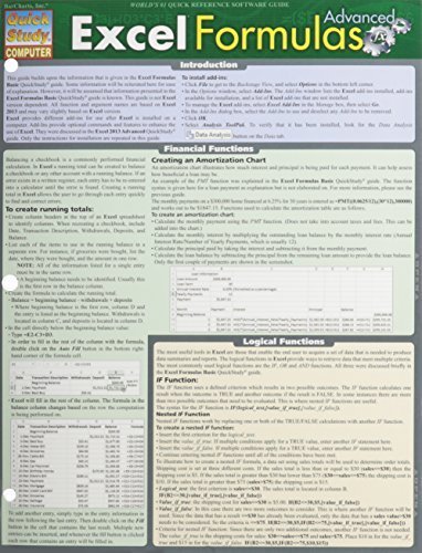 Excel 2013 Formulas - Advanced (Quick Study Computer) by Inc. BarCharts (2014-12-31)