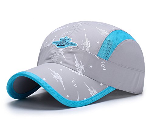 Home Prefer Kids Boys Lightweight Quick Drying Sun Hat Outdoor Sports UV Protection Caps Mesh Side Ball Cap Gray