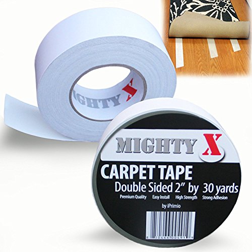 Book Cover iPrimio Mighty X Extra Thick Double-Sided Indoor Rug & Carpet Tape Heavy-Duty Carpet, Mat, & Hardwood Floor Tape for Area Rugs & Large Rugs - Wood & Mounting Tape (30 Yards x 2 Inches)