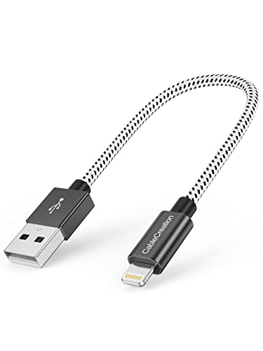 CableCreation 0.5 Feet Short iPhone Charger Cable, [MFi Certified] Lightning to USB Data Sync Cord, Compatible with iPhone 14/14 Pro, AirPods Pro, iPhone 13/13 Pro/12, iPad Pro, Air, 0.15M Black&White 0.5 Feet Black + White