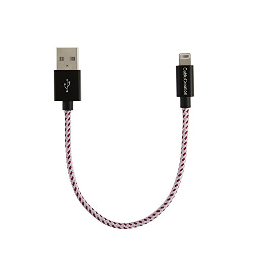 [Apple MFi Certified] CableCreation 0.5 Feet Lightning to USB Cable Compatible iPhone X/ 8/ 8Plus/ 7/ 7Plus/ 6S/ 6SPlus/ 6/ 6Plus/ SE/ 5S/ 5/ 5C, iPad Pro, Charging and Data Cable, 0.15M, Red& White