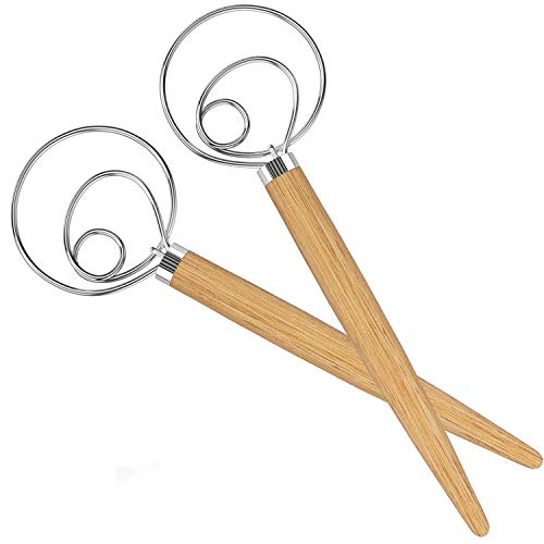 Acerich 2 Pack 13.5 Inch Stainless Steel Danish Dough Whisk Dutch Dough Whisks Bread Whisk