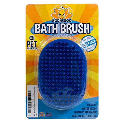 Bodhi Dog New Grooming Pet Shampoo Brush | Soothing Massage Rubber Bristles Curry Comb for Dogs & Cats Washing | Professional Quality