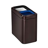 simplehuman 20 Liter / 5.3 Gallon Dual Compartment Recycling Can, Slim Open Top Office Trash Can, Commercial Grade Heavy Gauge Small Trash Can, Dark Bronze Stainless Steel