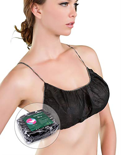 Appearus 50 Ct. Disposable Bras - Women's Disposable Spa Top Underwear Brassieres for Spray Tanning, Individually Pack (Black/DB101BLK)