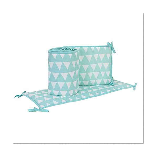 Book Cover Little Love by NoJo Teal Triangle Print 4 Piece Nursery Crib Bumper, Teal/White