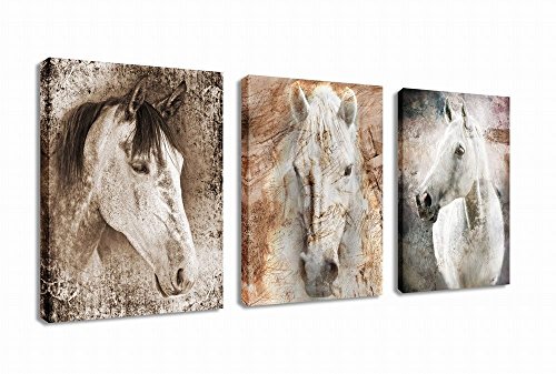 Book Cover Canvas Wall Art Horse Picture Prints Modern Horses Artwork Vintage Abstract Painting Giclee Prints Contemporary Canvas Art for Home Office Decoration Framed Ready to Hang 12