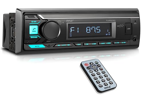 Pyle Bluetooth Marine Stereo Receiver | AM/FM Radio System | Wireless Music Streaming with Hands-Free Talking | USB/SD/MP3/AUX | Remote Control | Single DIN (PLMRB29B)