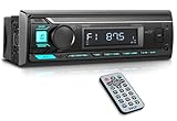 Pyle Marine Bluetooth Stereo Radio - 12v Single DIN Style Boat In dash Radio Receiver System with Built-in Mic, Digital LCD, RCA, MP3, USB, AM FM Radio - Remote Control - PLMRB29B (Black)