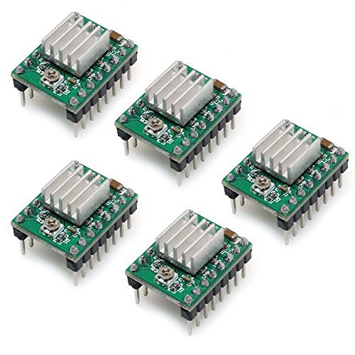 BIQU A4988 Compatible StepStick Stepper Motor Diver Module with Heat Sink for 3D Printer Controller Ramps 1.4(Pack of 5pcs)