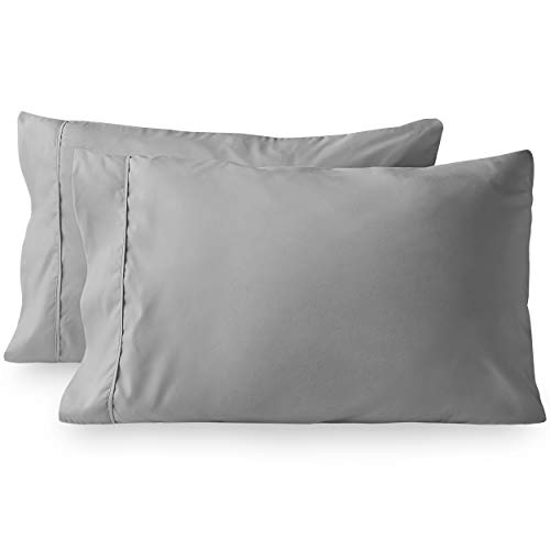 Book Cover Bare Home Microfiber Pillow Cases - Standard/Queen Size Set of 2 - Cooling Pillowcases - Double Brushed - Light Grey Pillowcases 2 Pack - Easy Care (Standard Pillowcase Set of 2, Light Grey)