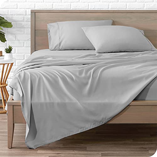 Bare Home Twin Sheet Set - 1800 Ultra-Soft Microfiber Twin Bed Sheets - Double Brushed - Twin Sheets Set - Deep Pocket - Bedding Sheets & Pillowcases (Twin, Light Grey)