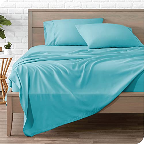 Bare Home Split King Sheet Set - 1800 Ultra-Soft Microfiber Split King Bed Sheets - Double Brushed - Split King Sheets Set - Deep Pocket - Bedding Sheets & Pillowcases (Split King, Aqua)