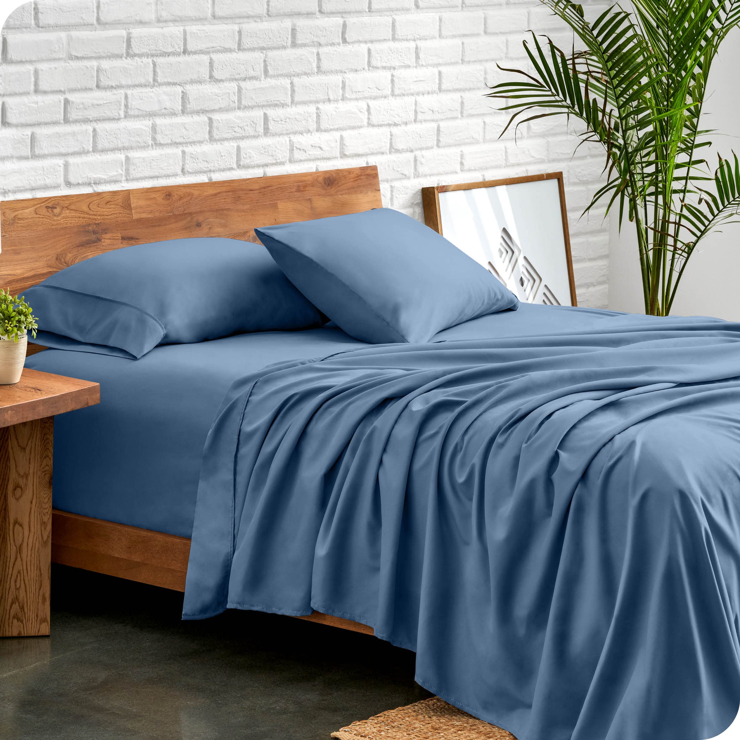 Bare Home Split King Sheet Set - 1800 Ultra-Soft Microfiber Split King Bed Sheets - Double Brushed - Deep Pockets - Easy Fit - 5 Piece Set - Bedding Sheets & Pillowcases (Split King, Coronet Blue) Split King Size 14 - Coronet Blue